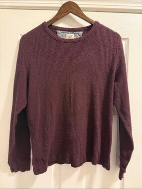 Faherty Waffle Thermal Knit Pullover - Burgundy Large GUC